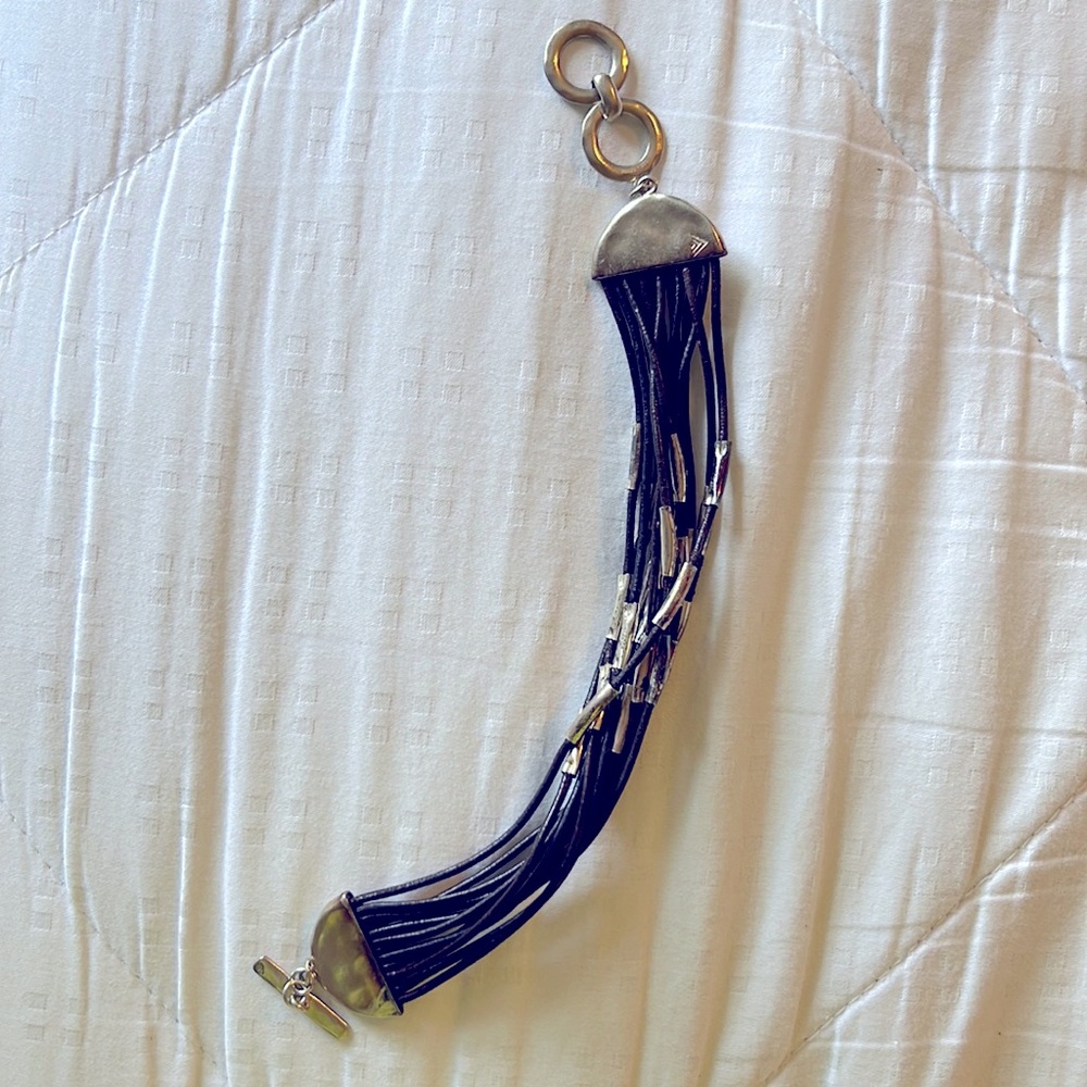 Silpada bracelet leather and silver 7-1/2 to 8” length